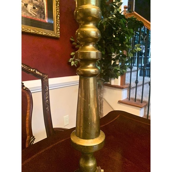 Vintage Solid Brass Table Lamp MCM 26.5 in Tall No Shade Beautiful Patina - Picture 8 of 8